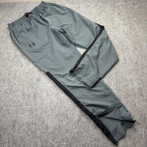 Under Armour Windbreaker Track Pants Men L Gray Lined 32" Ankle Zip Ripstop b103